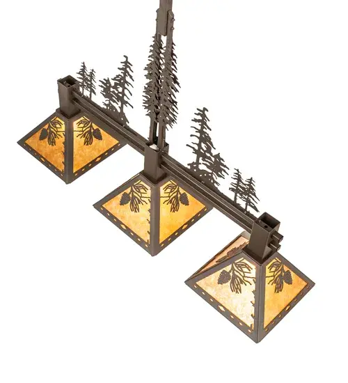 45" Long Winter Pine Tall Pines 3 Light Island Pendant - Image 4