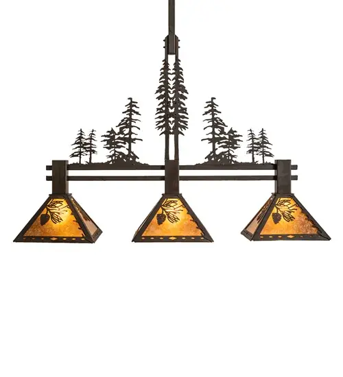 45" Long Winter Pine Tall Pines 3 Light Island Pendant - Image 5