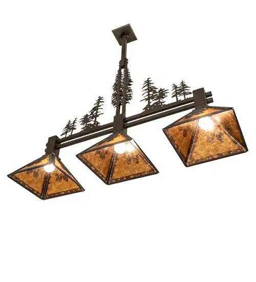 45" Long Winter Pine Tall Pines 3 Light Island Pendant - Image 6