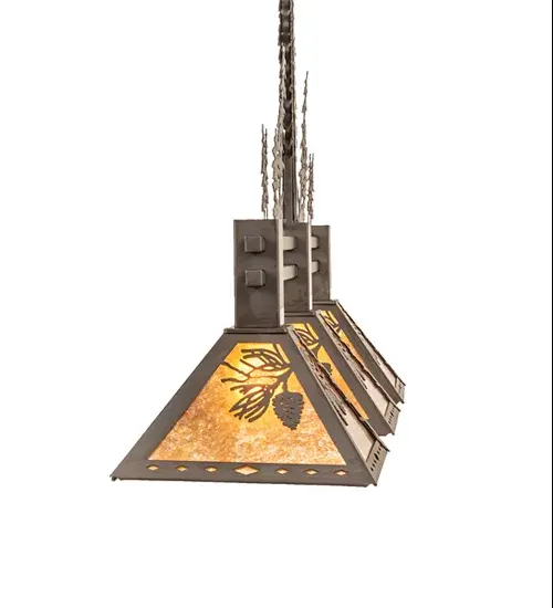 45" Long Winter Pine Tall Pines 3 Light Island Pendant - Image 8