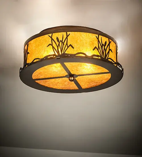 16" Wide Reeds & Cattails Flushmount - Image 1