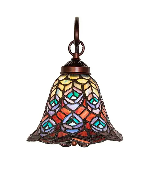 8" Wide Tiffany Peacock Feather Wall Sconce - Image 5