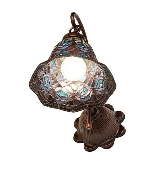 8" Wide Tiffany Peacock Feather Wall Sconce - Image 6