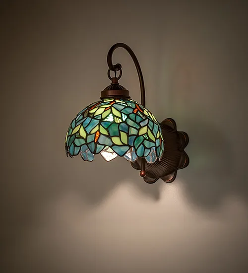 8" Wide Nightfall Wisteria Wall Sconce