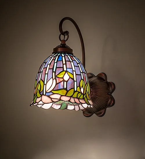7" Wide Tiffany Flowering Lotus Wall Sconce