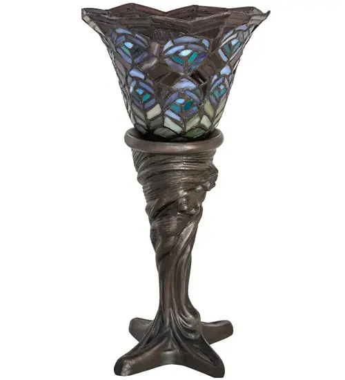 16" High Tiffany Peacock Feather Mini Lamp - Image 3