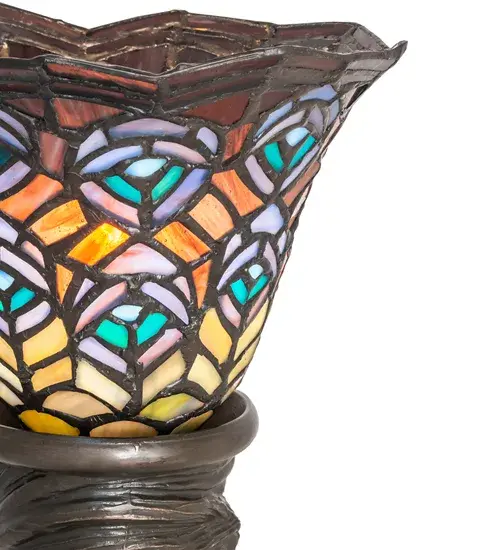 16" High Tiffany Peacock Feather Mini Lamp - Image 6