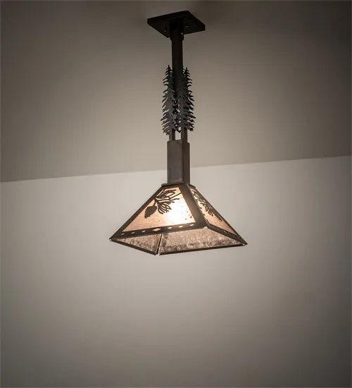 12" Square Winter Pine Tall Pines Pendant