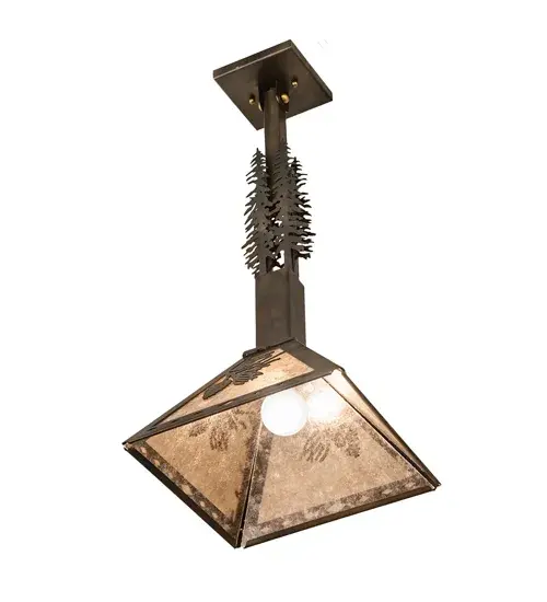 12" Square Winter Pine Tall Pines Pendant - Image 6