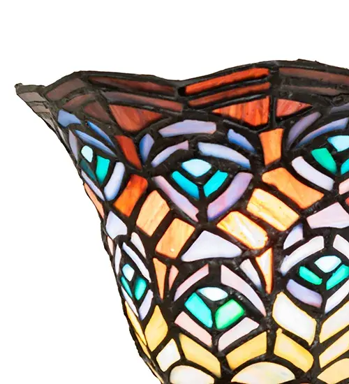 8" Wide Tiffany Peacock Feather Wall Sconce - Image 9
