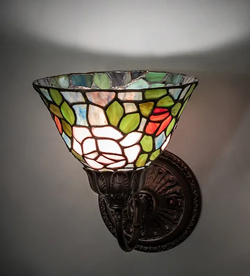 8" Wide Tiffany Rosebush Wall Sconce