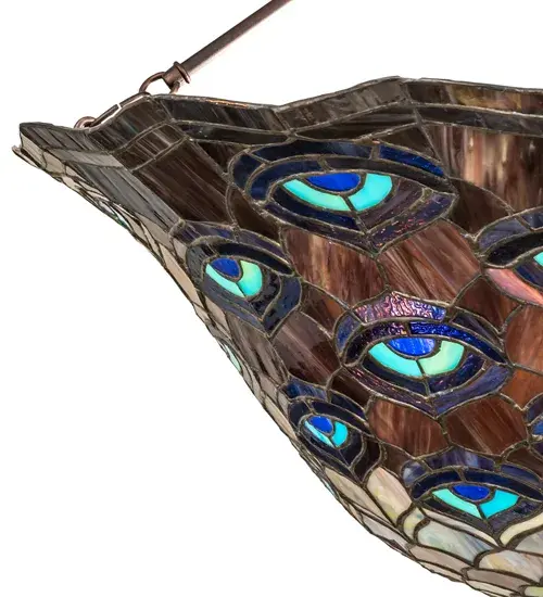 28" Wide Tiffany Peacock Feather Inverted Pendant - Image 9