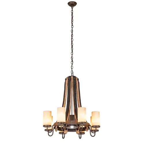 30" Wide Barrel Stave Madera 8 Light Chandelier - Image 2