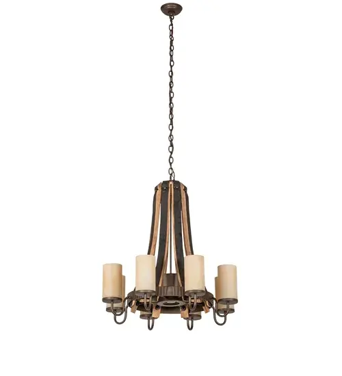 30" Wide Barrel Stave Madera 8 Light Chandelier - Image 3