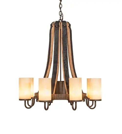 30" Wide Barrel Stave Madera 8 Light Chandelier - Image 5