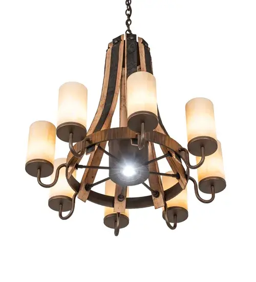 30" Wide Barrel Stave Madera 8 Light Chandelier - Image 6