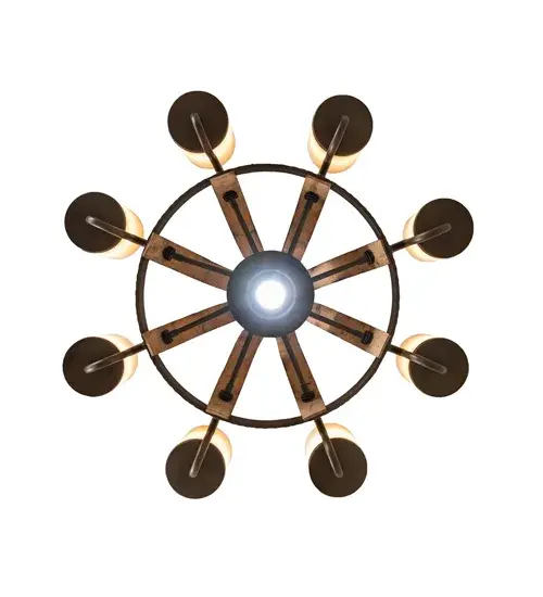 30" Wide Barrel Stave Madera 8 Light Chandelier - Image 7