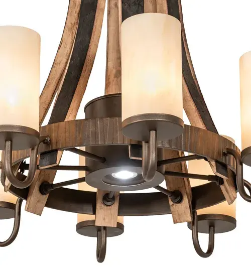 30" Wide Barrel Stave Madera 8 Light Chandelier - Image 8