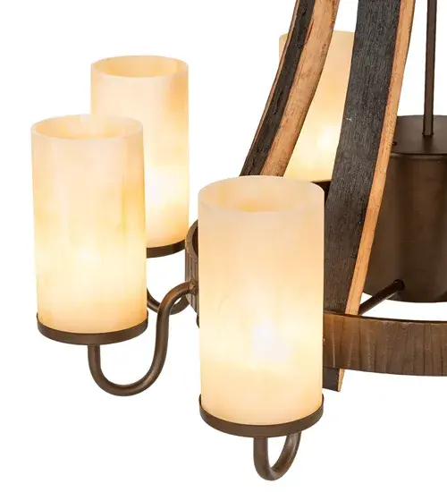 30" Wide Barrel Stave Madera 8 Light Chandelier - Image 9