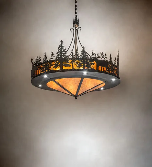 62" Wide Wildlife at Dusk Inverted Pendant