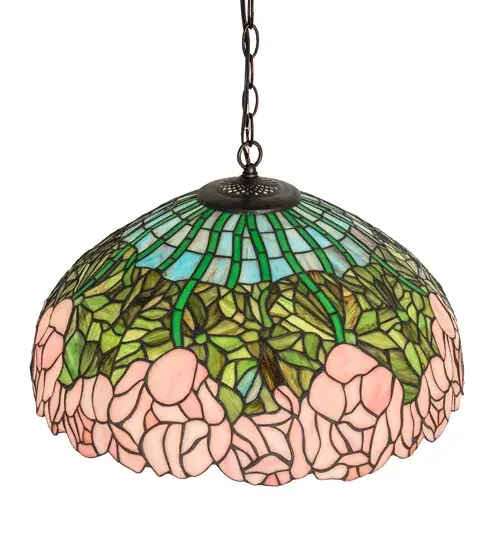 22" Wide Tiffany Cabbage Rose Pendant - Image 4