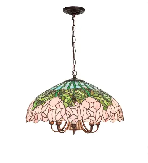 22" Wide Tiffany Cabbage Rose Pendant - Image 8