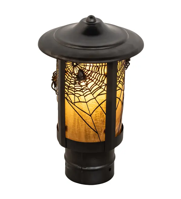 This stunning; graceful wall sconce features a striking Spider Web design and is handcrafted from Solid Brass; offering exquisite beauty for both interior and outdoor lighting applications. This stunning cylindrical lantern features a Honey Amber Art Glass lens; enhanced with a Craftsman Brown finish. The fixture is perfect for mounting on columns and posts; while illuminating decks and patios in timber homes; modern farmhouses; and other spaces. The Fulton Spider Web Wall Sconce is part of our American-made; American-designed; handcrafted Craftsman Signature Series; manufactured in Yorkville; New York. UL and cUL are listed for use in both dry; damp; and wet locations. Our Build Your Own Craftsman Signature Series features unlimited combinations of styles. The collection is called Build Your Own because it is fully configurable and customizable from size and design to finish and lens color. Marine-grade; solid brass; or copper raw materials are utilized to ensure items from the Craftsman Signature Series of outdoor and indoor lighting will stand the test of time; as these premium metals are impervious to most types of oxidation. Hand-applied Patina finishes on brass and copper are sealed with a clear varnish and; over time; may require gentle maintenance; such as wax; to delay or reverse the natural living finish attributes indicative of this finishing process. Patina finishes on brass and copper provide strong resistance to fading from sun exposure; will not chip or crack; and will not rust like a steel-framed item in the same conditions. Choose from a variety of style options; or send us your concept today! Call today to learn how to use the configuration tool available on our website to generate an item number instantly.