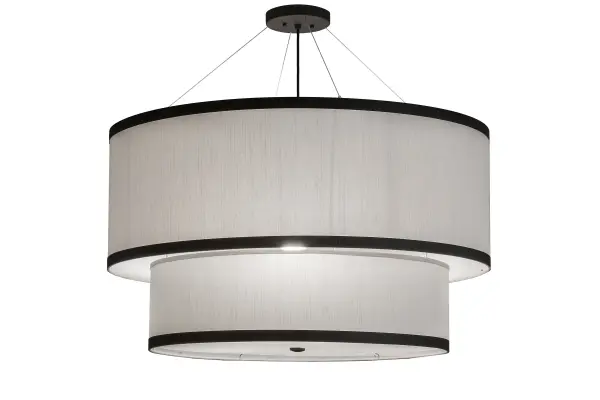 Designed with a curvaceous profile that fits into luxury homes, hotels and other commercial and hospitality locations. This 2 tier pendant defines a distinctive sophisticated aesthetic. The White Textrene shades are complemented with hardware featured in a Oil Rubbed Bronze finish and enhanced with a Statuario Idalight bottom diffuser. The overall height ranges from 24 to 92 inches as the cable length can be easily adjusted in the field to accommodate your specific lighting application needs. Custom crafted in our 180,000 square foot manufacturing facility in Yorkville, NY. UL and cUL listed for dry and damp locations however we do not recommend installing it in spaces that experience a large amount of moisture due to the fabric shades. Collection: Cilindro Finish: Oil Rubbed Bronze Glass: White Textrene & Statuario Idalight Width: 36.50" Height: 24.00" Length: 36.50" Weight: 16.00 lb Number of Bulbs: 3 Maximum Wattage: 60.00 W Bulb Type: A19 Bulb Base: E26 Material: Steel Country of Origin: USA Safety Rating: Dry