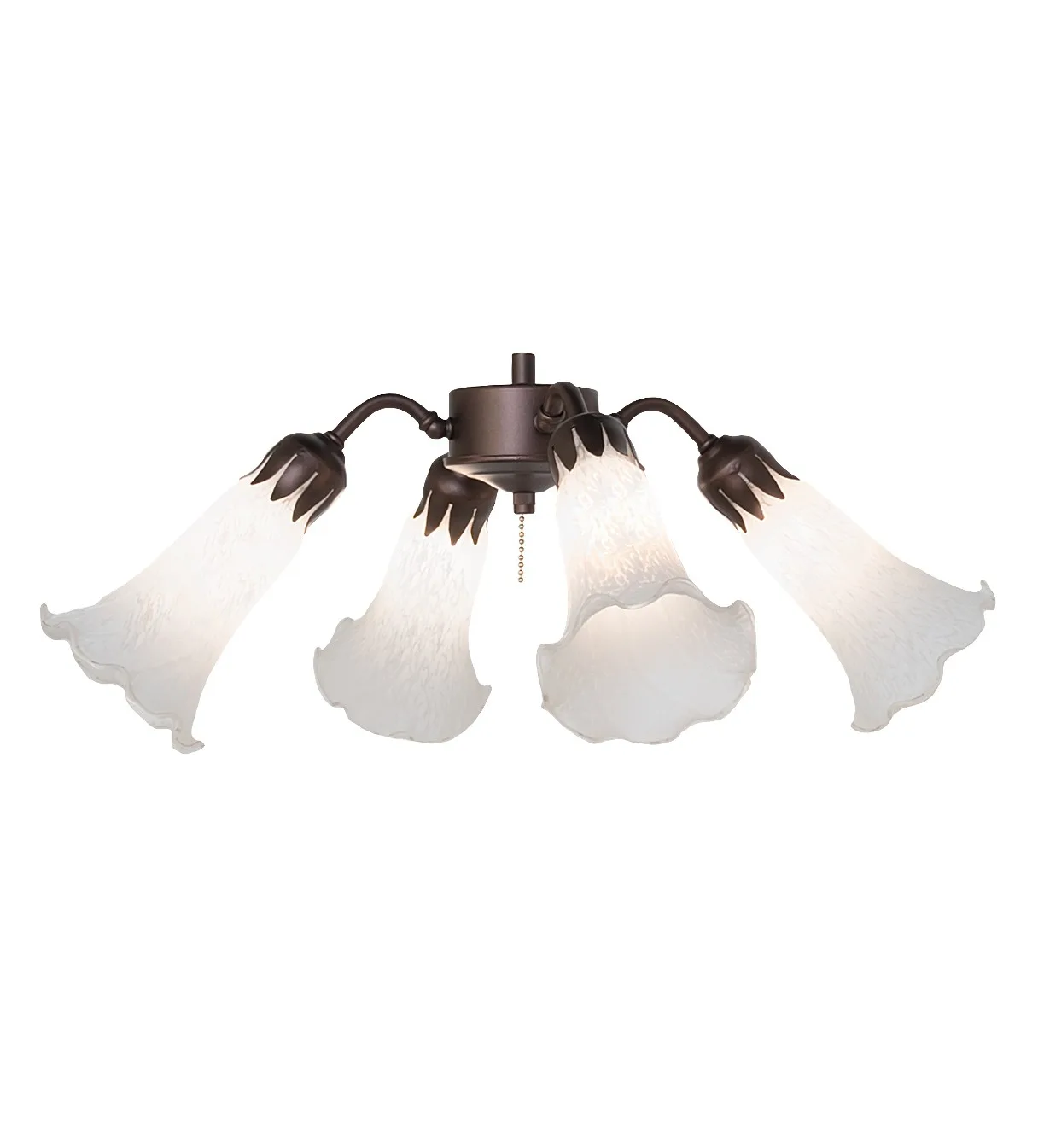White Four Light Fan Light in Mahogany Bronze