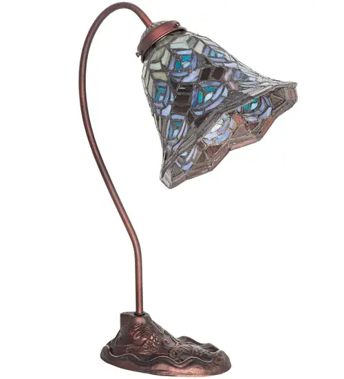 18" High Tiffany Peacock Feather Desk Lamp - Image 3
