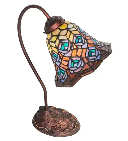 18" High Tiffany Peacock Feather Desk Lamp - Image 4