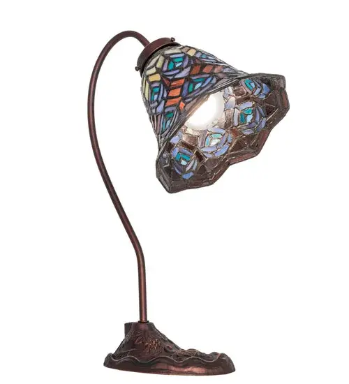 18" High Tiffany Peacock Feather Desk Lamp - Image 5