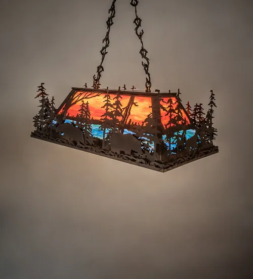 36" Long Moose Through the Trees Oblong Pendant