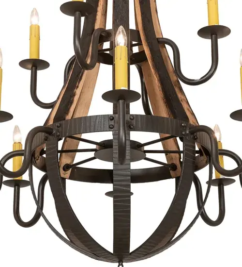 48" Wide Barrel Stave Madera 12 Light Two Tier Chandelier - Image 8