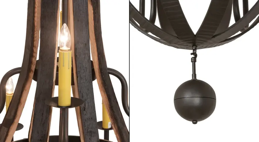 48" Wide Barrel Stave Madera 12 Light Two Tier Chandelier - Image 9