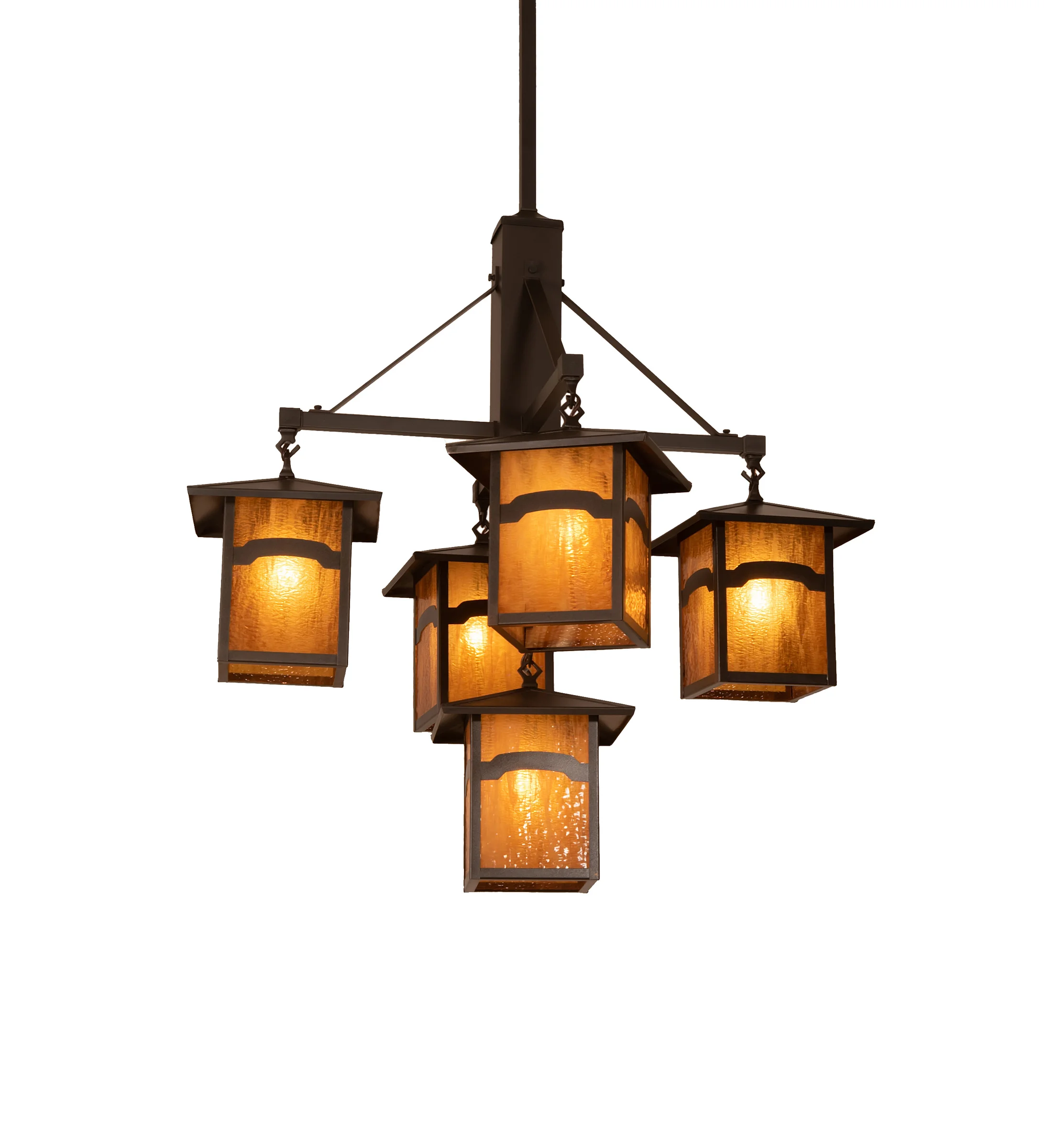 Seneca Five Light Chandelier in Craftsman Brown On Brass