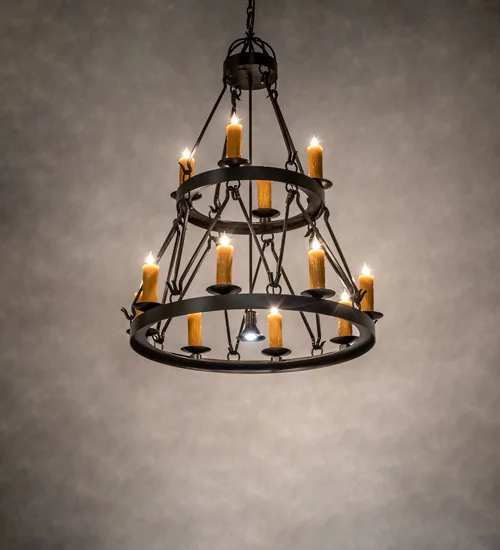 36" Wide Lakeshore 12 Light Two Tier Chandelier