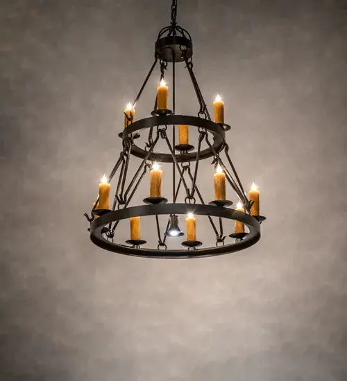 36" Wide Lakeshore 12 Light Two Tier Chandelier - Image 1