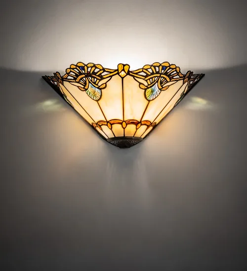 16" Wide Shell with Jewels Wall Sconce