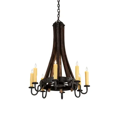 24" Wide Barrel Stave Madera 8 Light Chandelier - Image 2