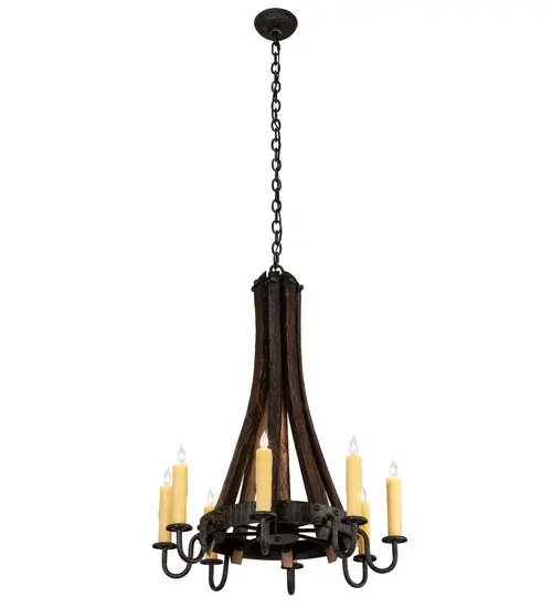 24" Wide Barrel Stave Madera 8 Light Chandelier - Image 11