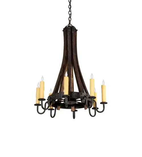 24" Wide Barrel Stave Madera 8 Light Chandelier - Image 3