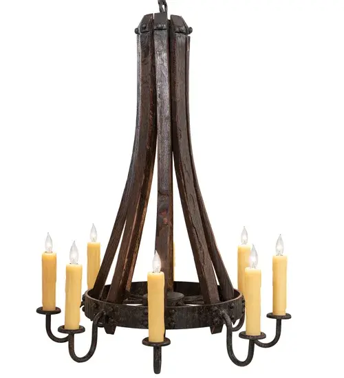 24" Wide Barrel Stave Madera 8 Light Chandelier - Image 5
