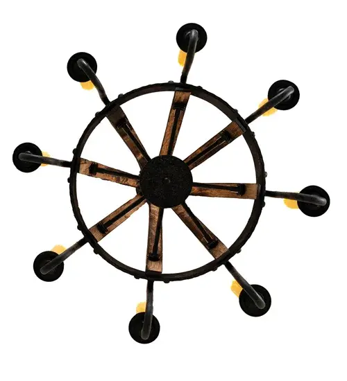 24" Wide Barrel Stave Madera 8 Light Chandelier - Image 7