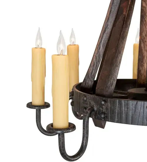 24" Wide Barrel Stave Madera 8 Light Chandelier - Image 8