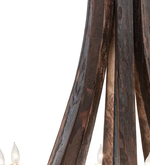 24" Wide Barrel Stave Madera 8 Light Chandelier - Image 9