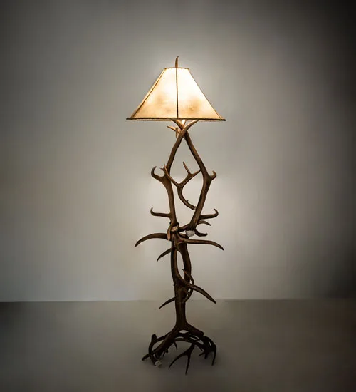 75" High Antlers Elk & Mule Deer Floor Lamp