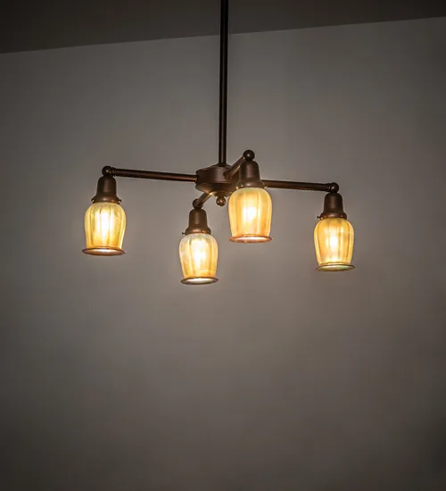 26" Wide Revival Oyster Bay Favrile 4 Light Chandelier
