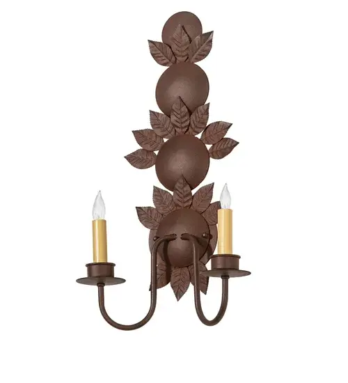 12" Wide Tole Leaf 2 Light Wall Sconce - Image 3