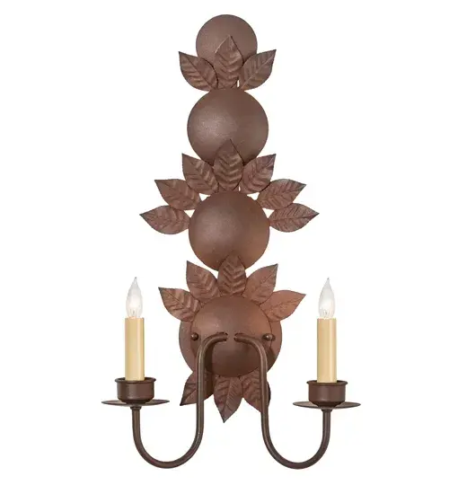 12" Wide Tole Leaf 2 Light Wall Sconce - Image 5